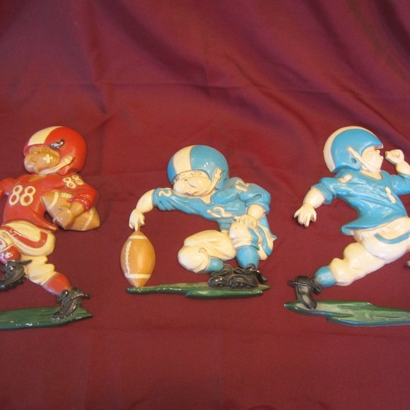 Homco Wall Decor Vtg 976 Homco Metal Football Themed Wall Plaques